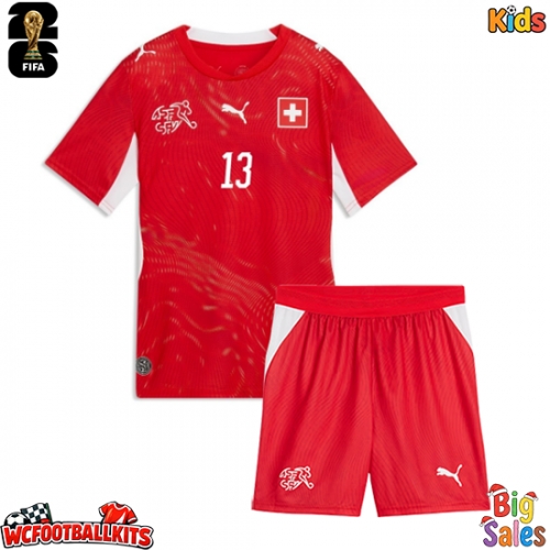 Switzerland Ricardo Rodriguez #13 Replica Home Stadium Kit for Kids World Cup 2026 Short Sleeve (+ pants)